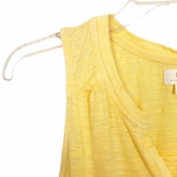 Anthropologie Maeve Ruffle Split Back Tank Yellow - Picture 4 of 7